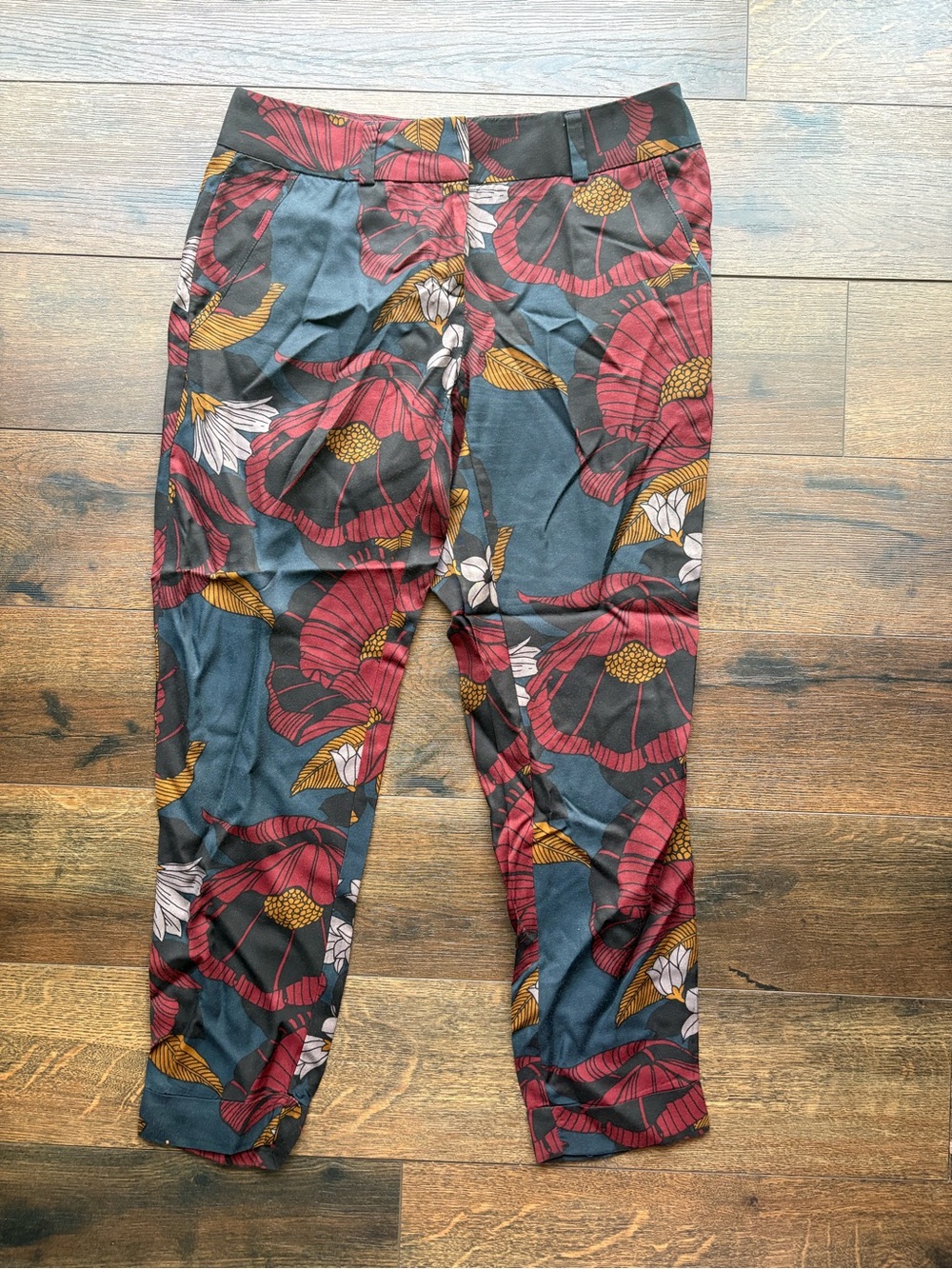 LOFT Men's Floral Print Chinos - Teal, Red & Gold